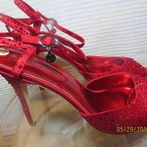 red elegant heeled sandals